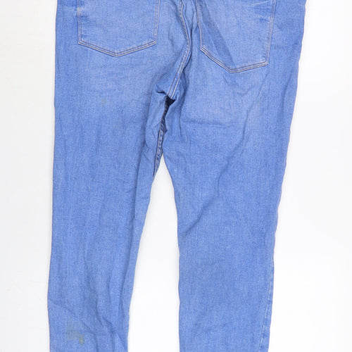 Denim & Co. Womens Blue Cotton Blend Tapered Jeans Size 18 L26 in Regular Zip - Distressed