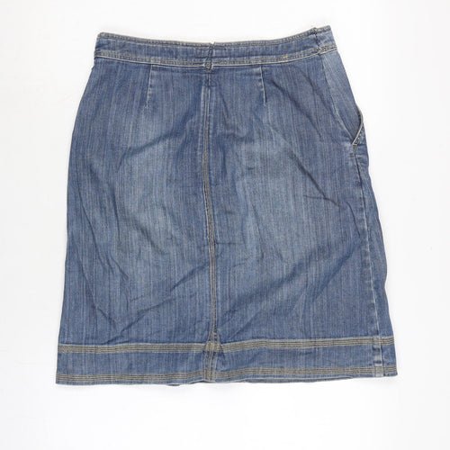 Boden Womens Blue Cotton A-Line Skirt Size 10 Zip