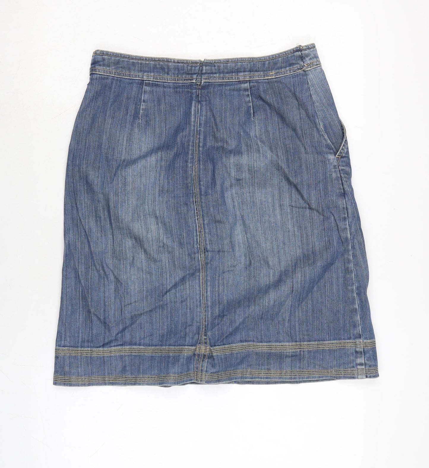 Boden Womens Blue Cotton A-Line Skirt Size 10 Zip