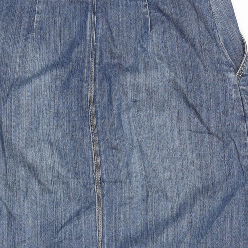 Boden Womens Blue Cotton A-Line Skirt Size 10 Zip