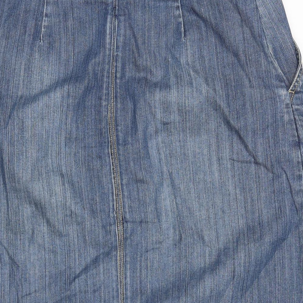 Boden Womens Blue Cotton A-Line Skirt Size 10 Zip