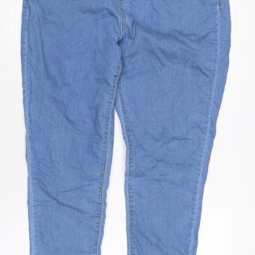 PRETTYLITTLETHING Womens Blue Cotton Trousers Size 12 L28.5 in Regular Zip