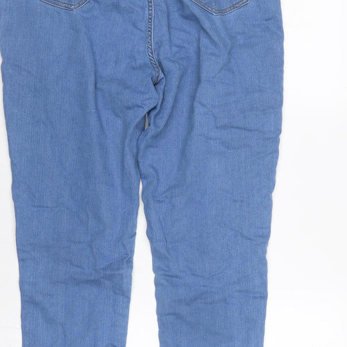 PRETTYLITTLETHING Womens Blue Cotton Trousers Size 12 L28.5 in Regular Zip