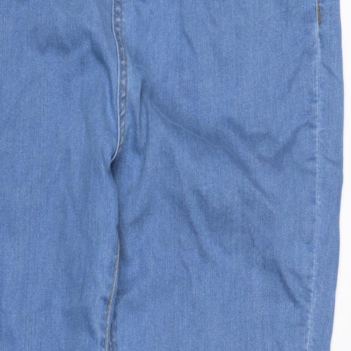 PRETTYLITTLETHING Womens Blue Cotton Trousers Size 12 L28.5 in Regular Zip