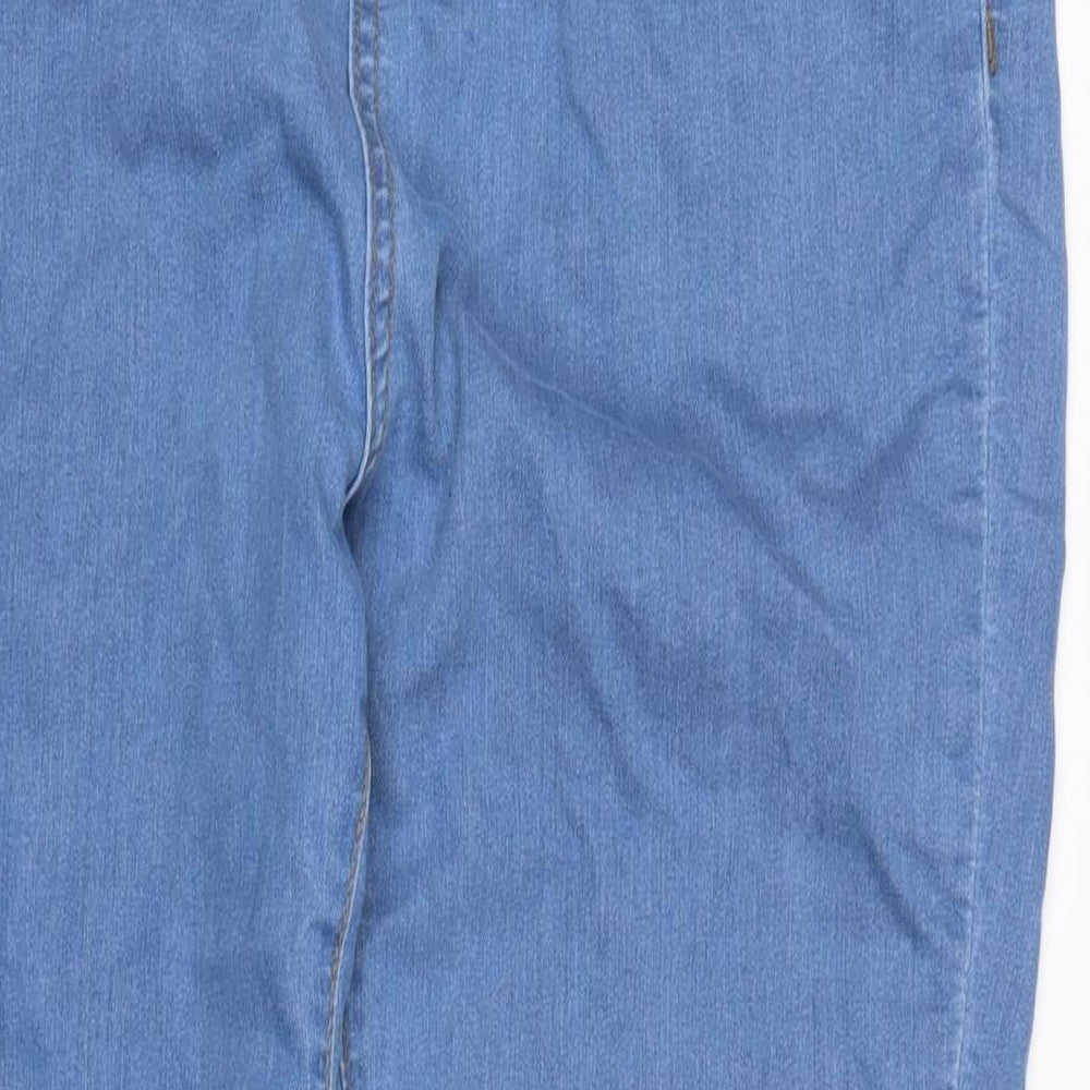 PRETTYLITTLETHING Womens Blue Cotton Trousers Size 12 L28.5 in Regular Zip