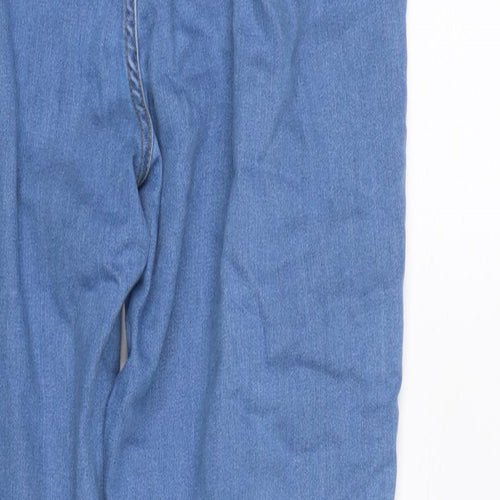PRETTYLITTLETHING Womens Blue Cotton Trousers Size 12 L28.5 in Regular Zip