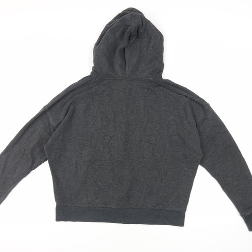 Reebok Womens Grey Cotton Full Zip Hoodie Size M Zip - Logo