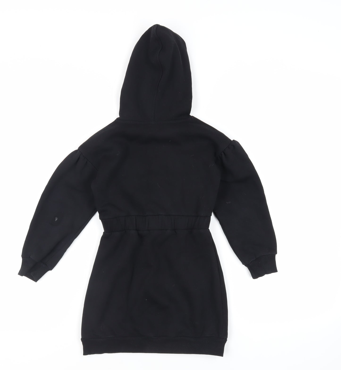 Barbie Girls Black Cotton Jumper Dress Size 5-6 Years Round Neck Pullover - Hooded