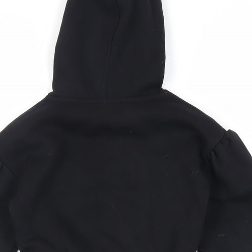 Barbie Girls Black Cotton Jumper Dress Size 5-6 Years Round Neck Pullover - Hooded