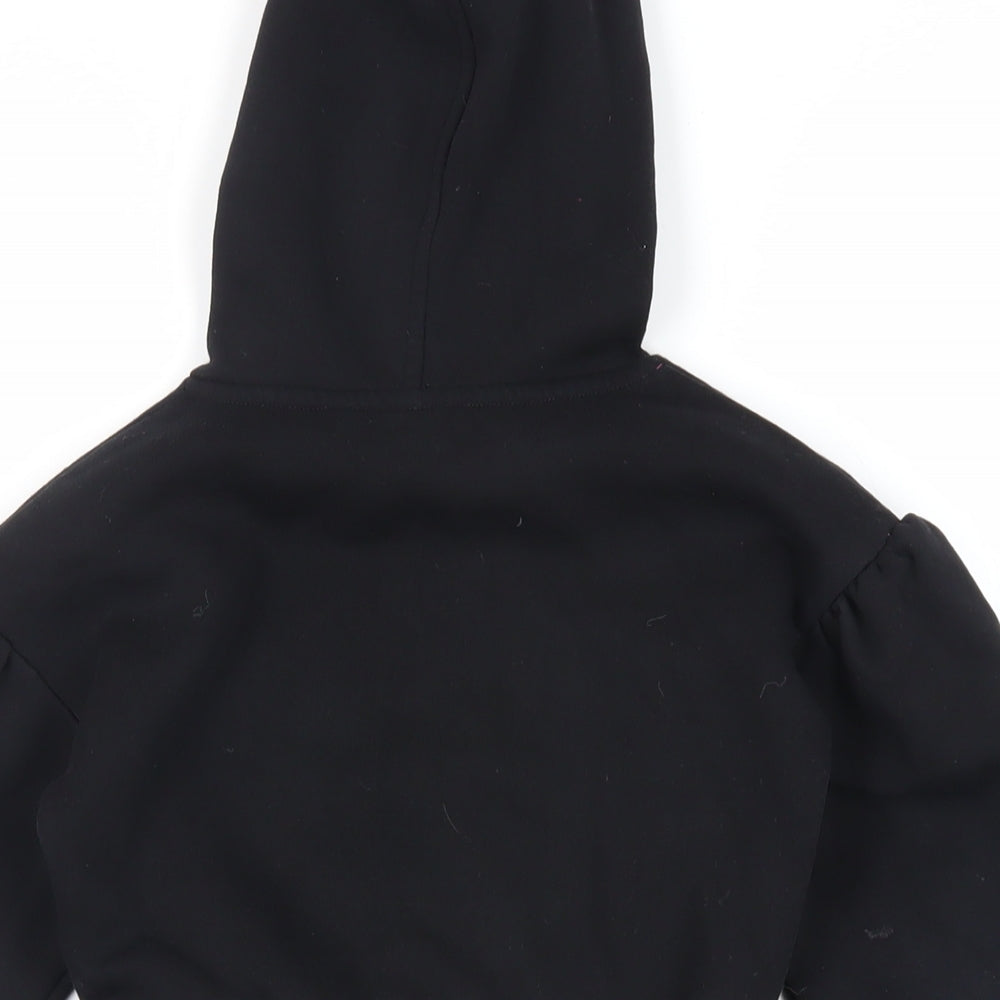 Barbie Girls Black Cotton Jumper Dress Size 5-6 Years Round Neck Pullover - Hooded