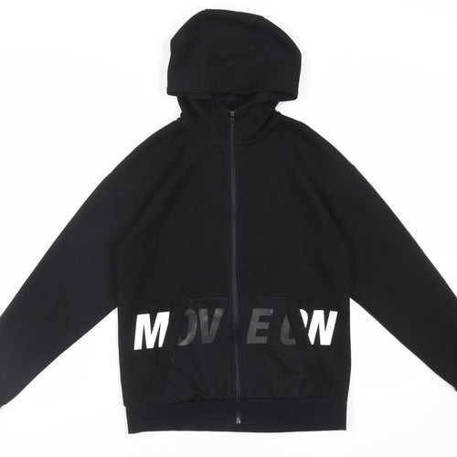 RESERVED Boys Black Polyester Full Zip Hoodie Size 13-14 Years Zip