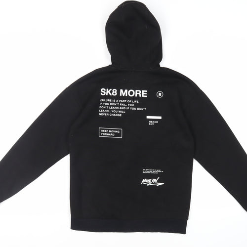 RESERVED Boys Black Polyester Full Zip Hoodie Size 13-14 Years Zip
