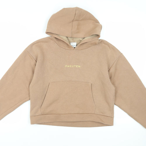 Pakuten Womens Beige Cotton Pullover Hoodie Size M Pullover - Pockets
