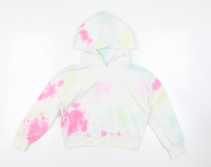 Gap Girls White Cotton Pullover Hoodie Size 10 Years Pullover - Tie Dye