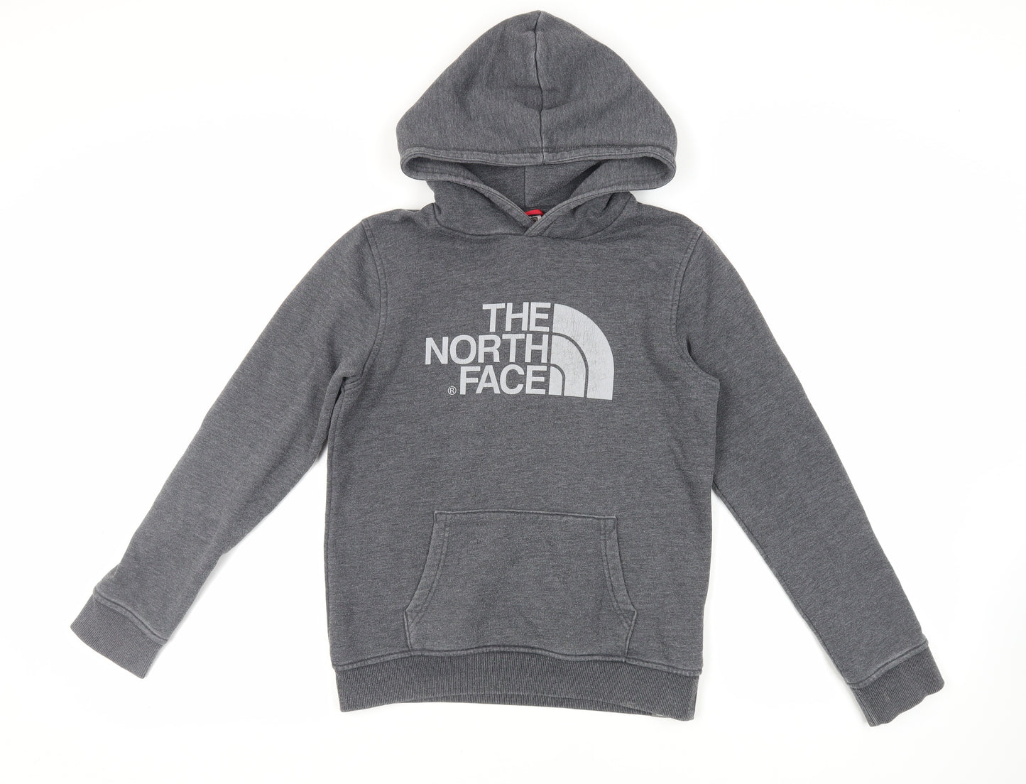 The North Face Boys Grey Cotton Pullover Hoodie Size 13-14 Years Pullover - Logo