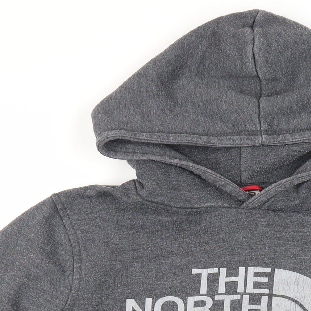 The North Face Boys Grey Cotton Pullover Hoodie Size 13-14 Years Pullover - Logo