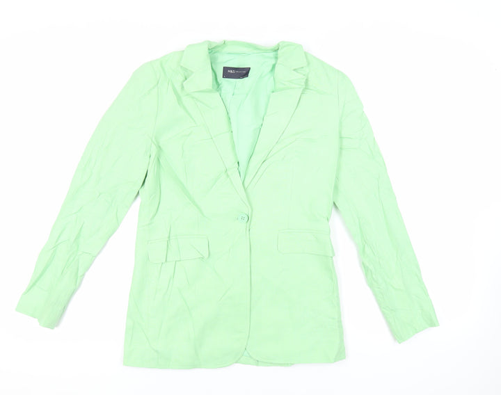 Marks and Spencer Womens Green Jacket Blazer Size 8 Button