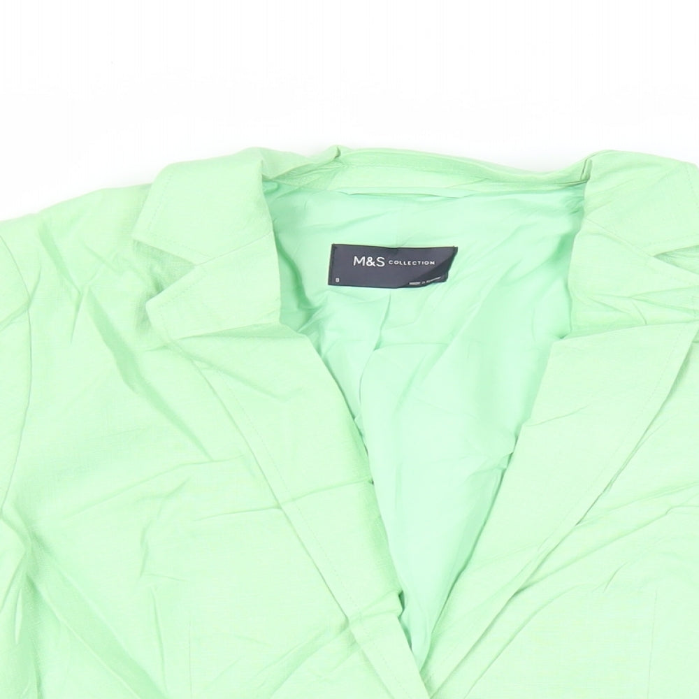 Marks and Spencer Womens Green Jacket Blazer Size 8 Button