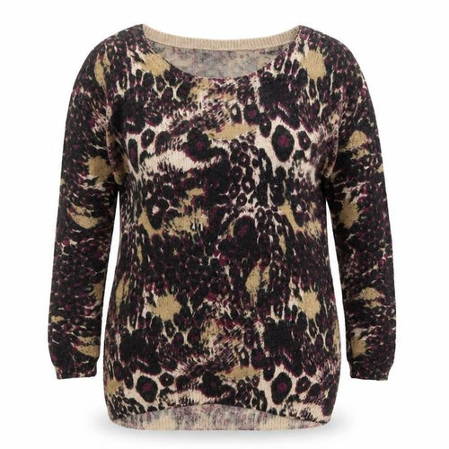 Warehouse Womens Purple Boat Neck Animal Print Nylon Pullover Jumper Size 8