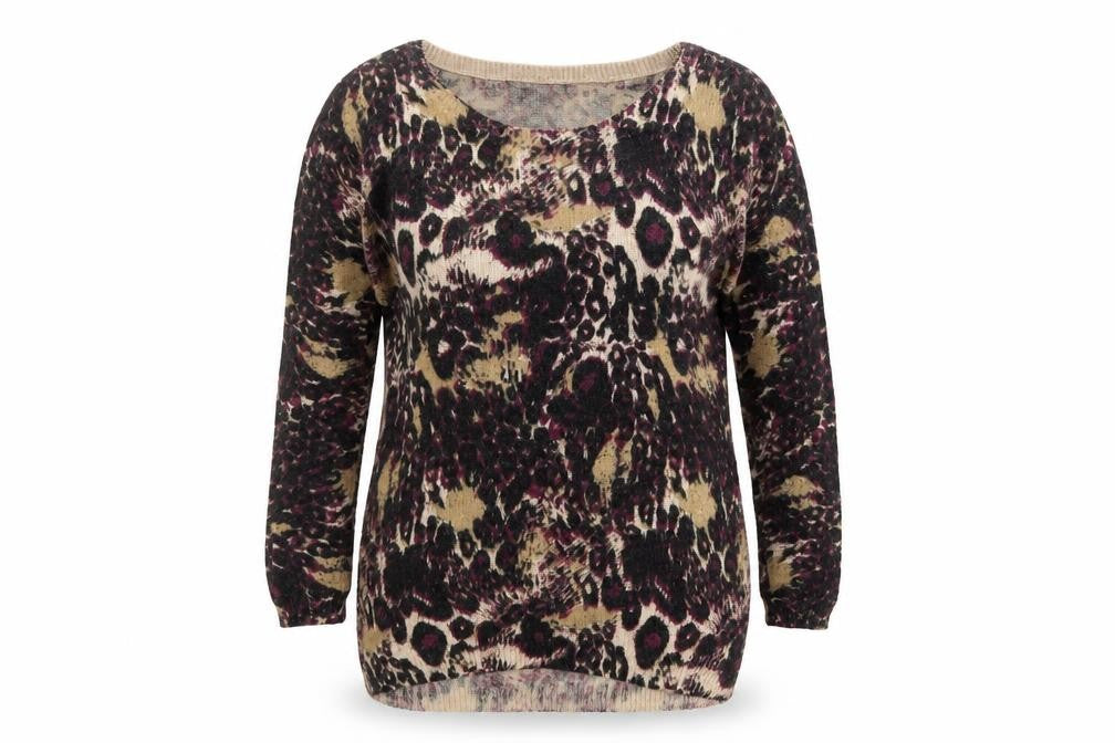 Warehouse Womens Purple Boat Neck Animal Print Nylon Pullover Jumper Size 8