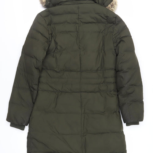 Per Una Womens Green Parka Coat Size S Zip - Hooded