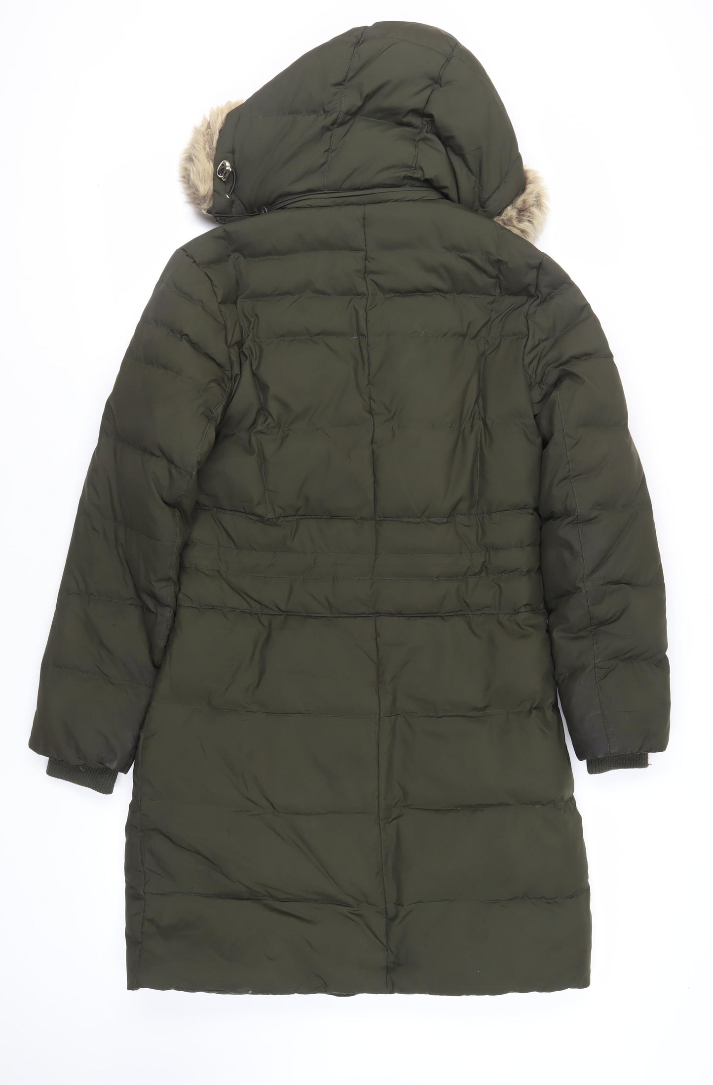 Per Una Womens Green Parka Coat Size S Zip - Hooded