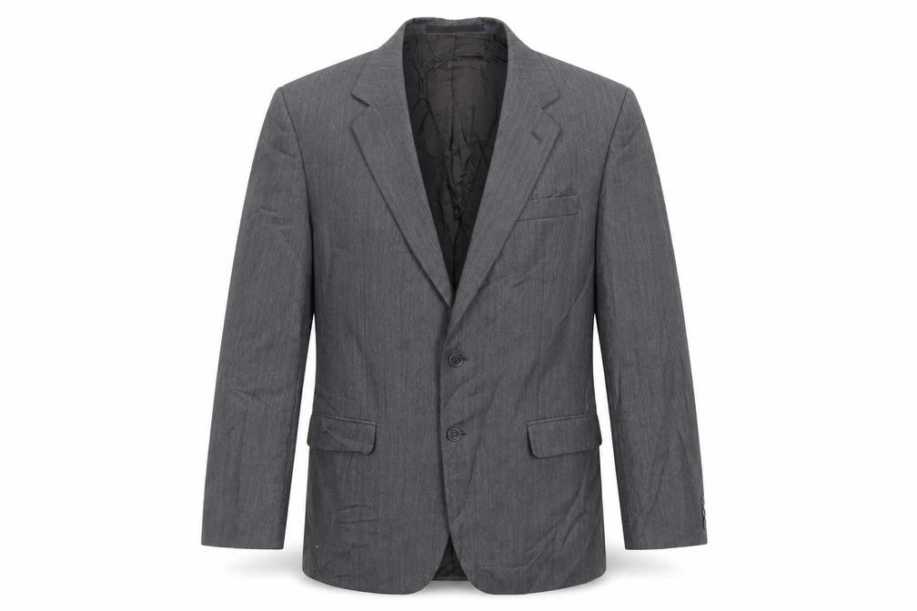 Front view of St Michael men’s grey herringbone polyester jacket suit jacket, size 40, regular - vintage
