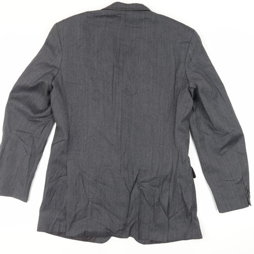 St Michael Mens Grey Herringbone Polyester Jacket Suit Jacket Size 40 Regular - Vintage