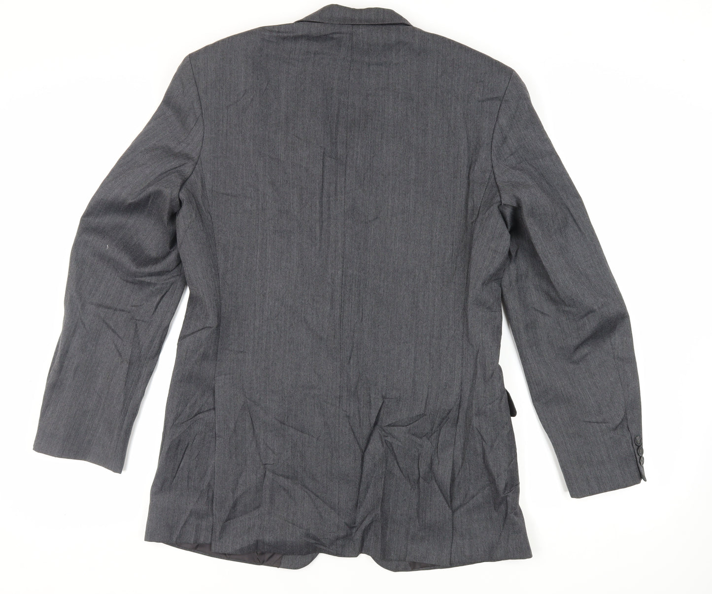 St Michael Mens Grey Herringbone Polyester Jacket Suit Jacket Size 40 Regular - Vintage