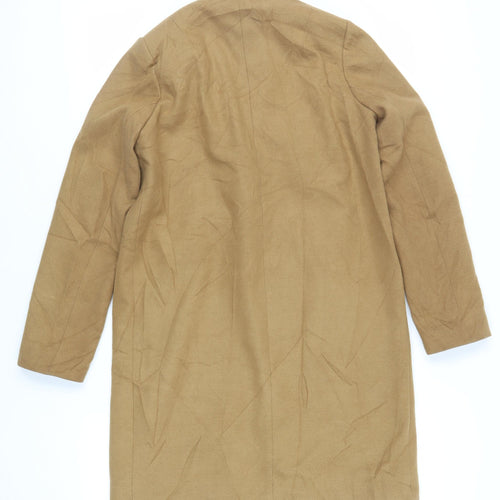 Boohoo Womens Beige Overcoat Coat Size 8 Button