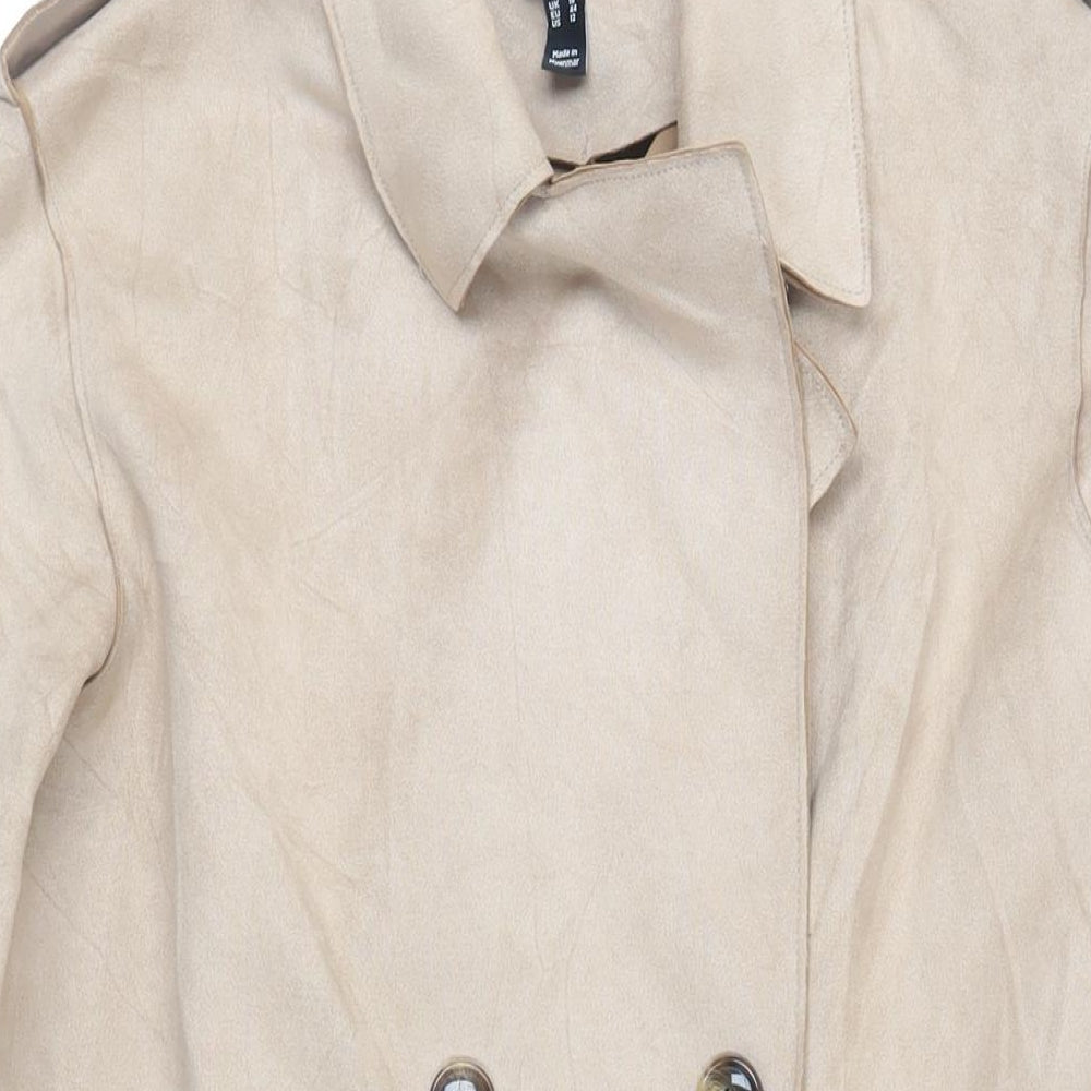 New Look Womens Beige Overcoat Coat Size 16 Button - Suede Effect