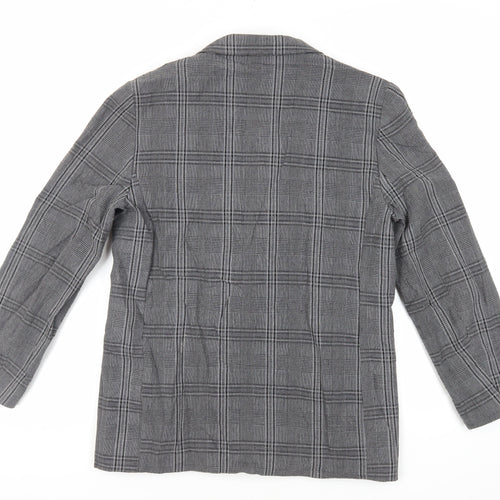 Expressions Womens Grey Plaid Jacket Blazer Size 12 Button - Vintage