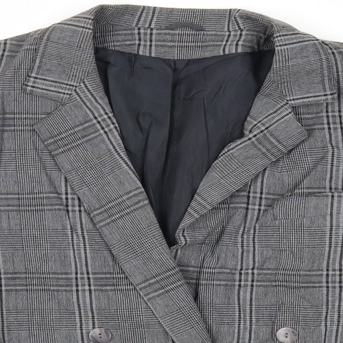 Expressions Womens Grey Plaid Jacket Blazer Size 12 Button - Vintage
