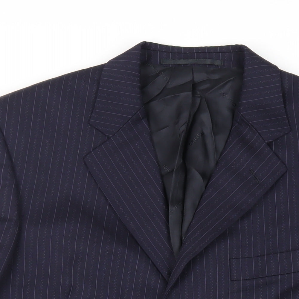 Pierre Cardin Mens Blue Striped Wool Jacket Suit Jacket Size 42 Regular