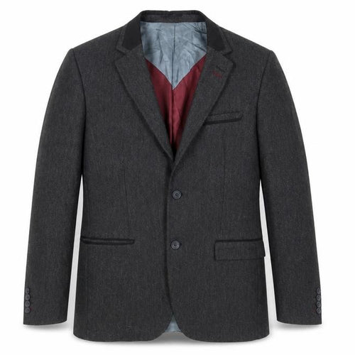 Steel & Jelly Mens Grey Herringbone Wool Tuxedo Blazer Size 44 Regular