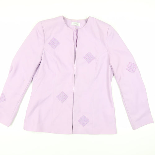 Classics Womens Purple Jacket Blazer Size 12 Hook & Eye - Embellished