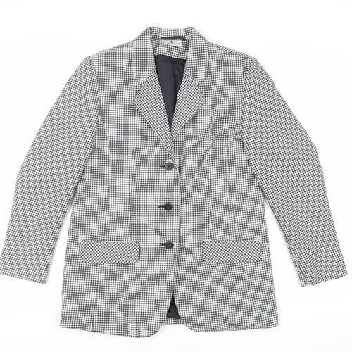Imagination Womens Black Geometric Jacket Blazer Size 14 Button