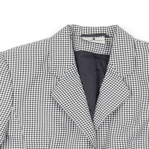 Imagination Womens Black Geometric Jacket Blazer Size 14 Button