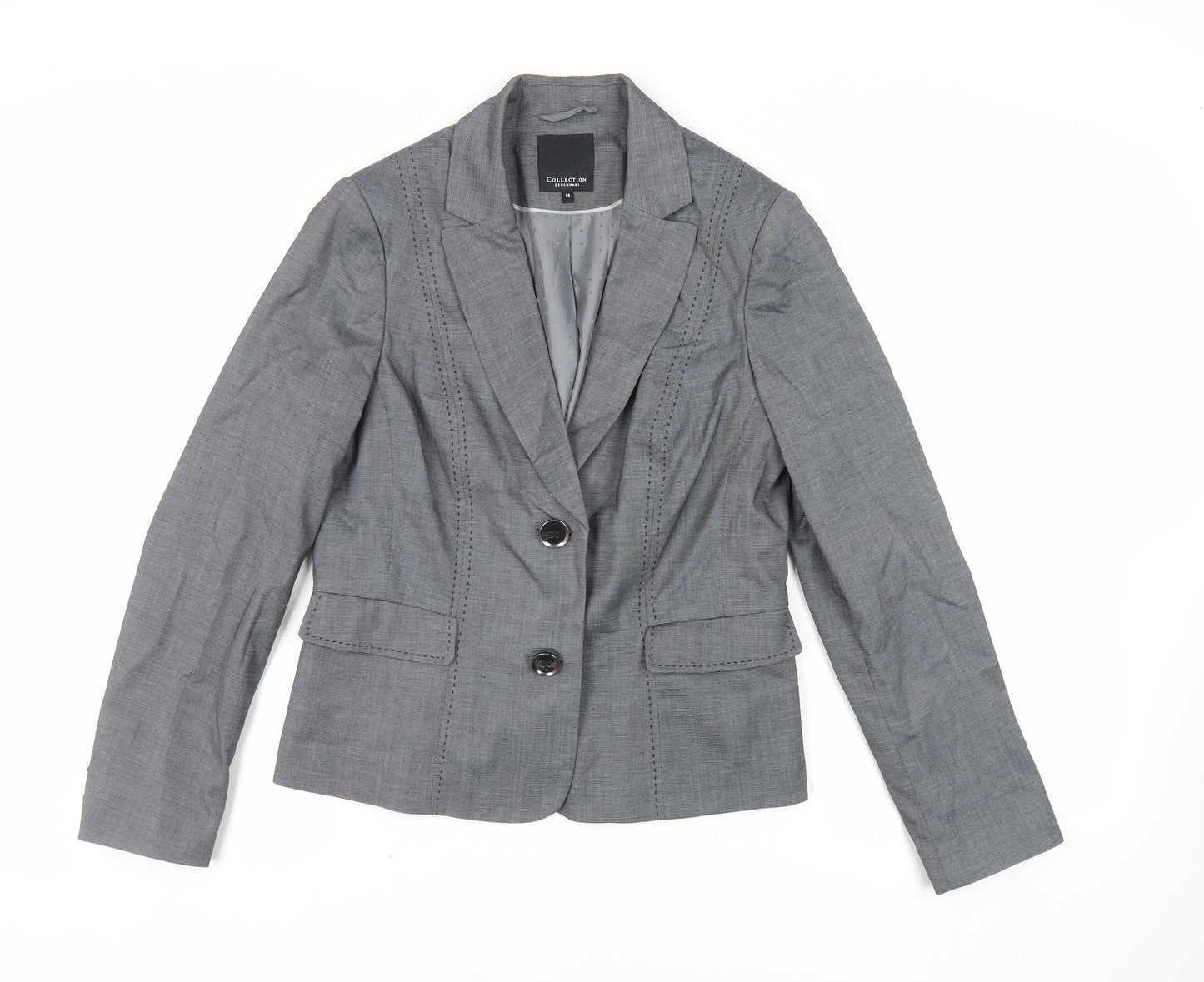 Debenhams Womens Grey Jacket Blazer Size 14 Button