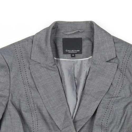 Debenhams Womens Grey Jacket Blazer Size 14 Button