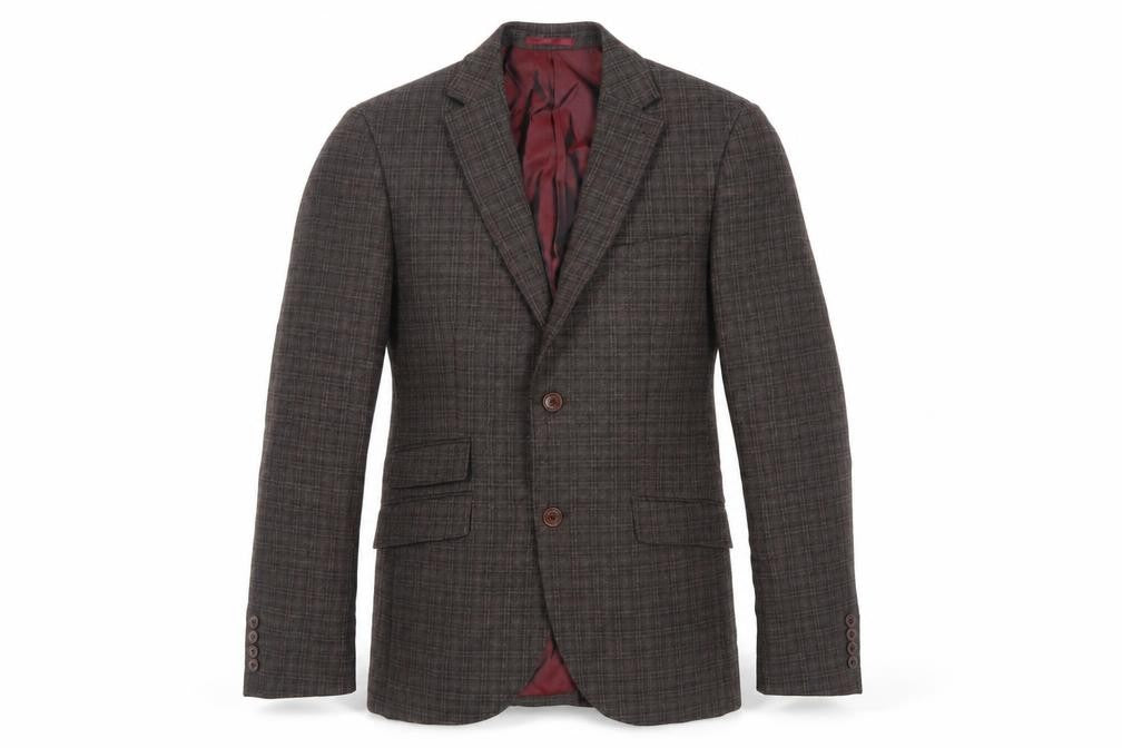 Next Mens Brown Plaid Wool Jacket Blazer Size 38 Regular