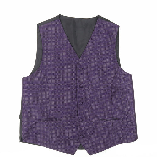 Marks and Spencer Mens Purple Polka Dot Polyester Jacket Suit Waistcoat Size 42 Regular