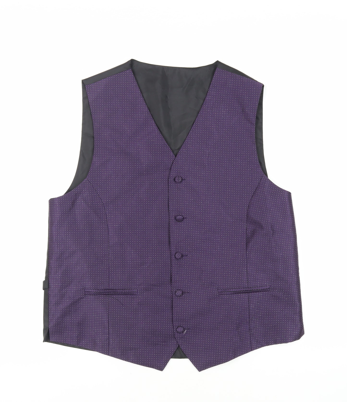 Marks and Spencer Mens Purple Polka Dot Polyester Jacket Suit Waistcoat Size 42 Regular
