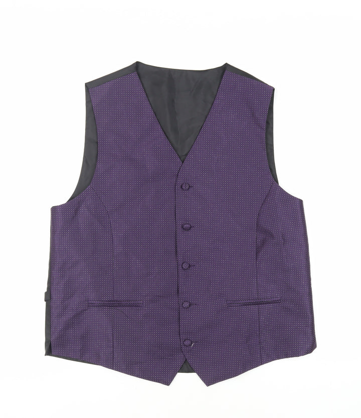 Marks and Spencer Mens Purple Polka Dot Polyester Jacket Suit Waistcoat Size 42 Regular