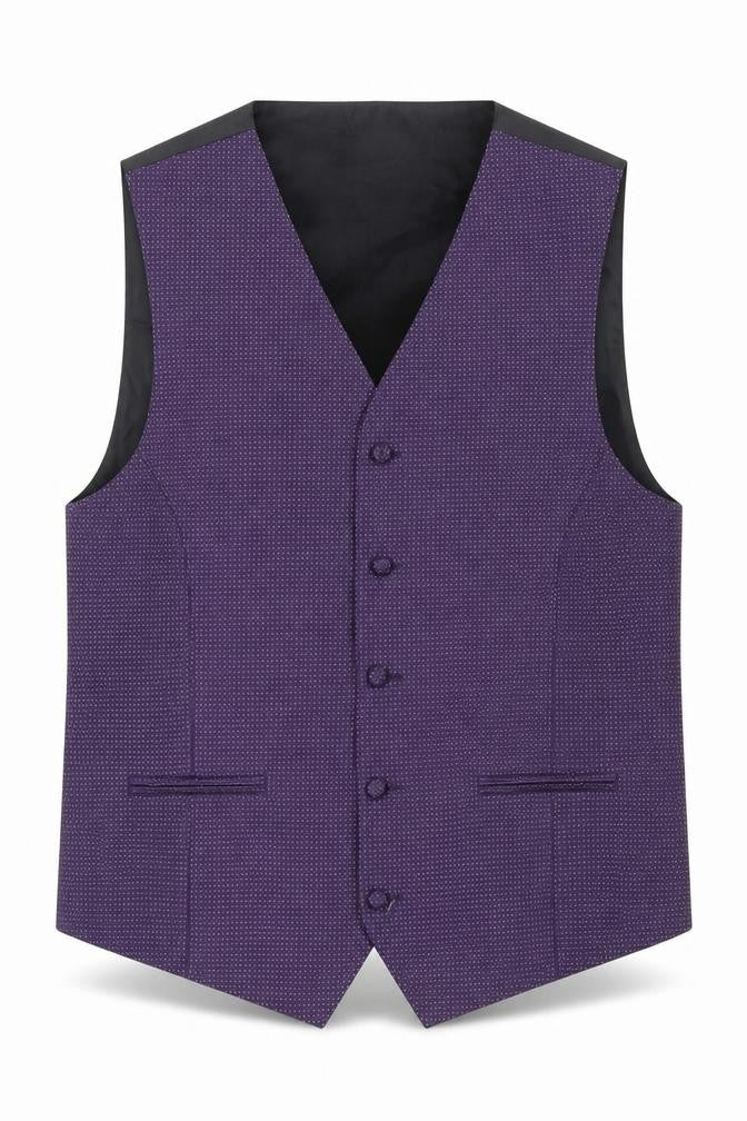 Marks and Spencer Mens Purple Polka Dot Polyester Jacket Suit Waistcoat Size 42 Regular