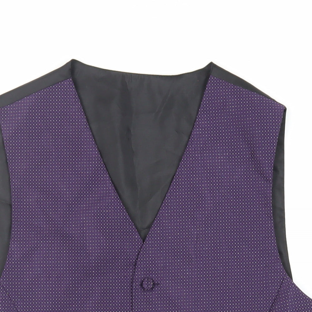 Marks and Spencer Mens Purple Polka Dot Polyester Jacket Suit Waistcoat Size 42 Regular