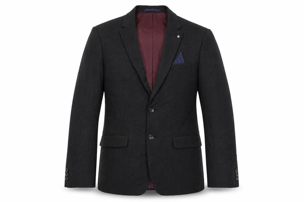 Front view of Marks & Spencer men’s grey polyester jacket suit jacket, size 38, regular