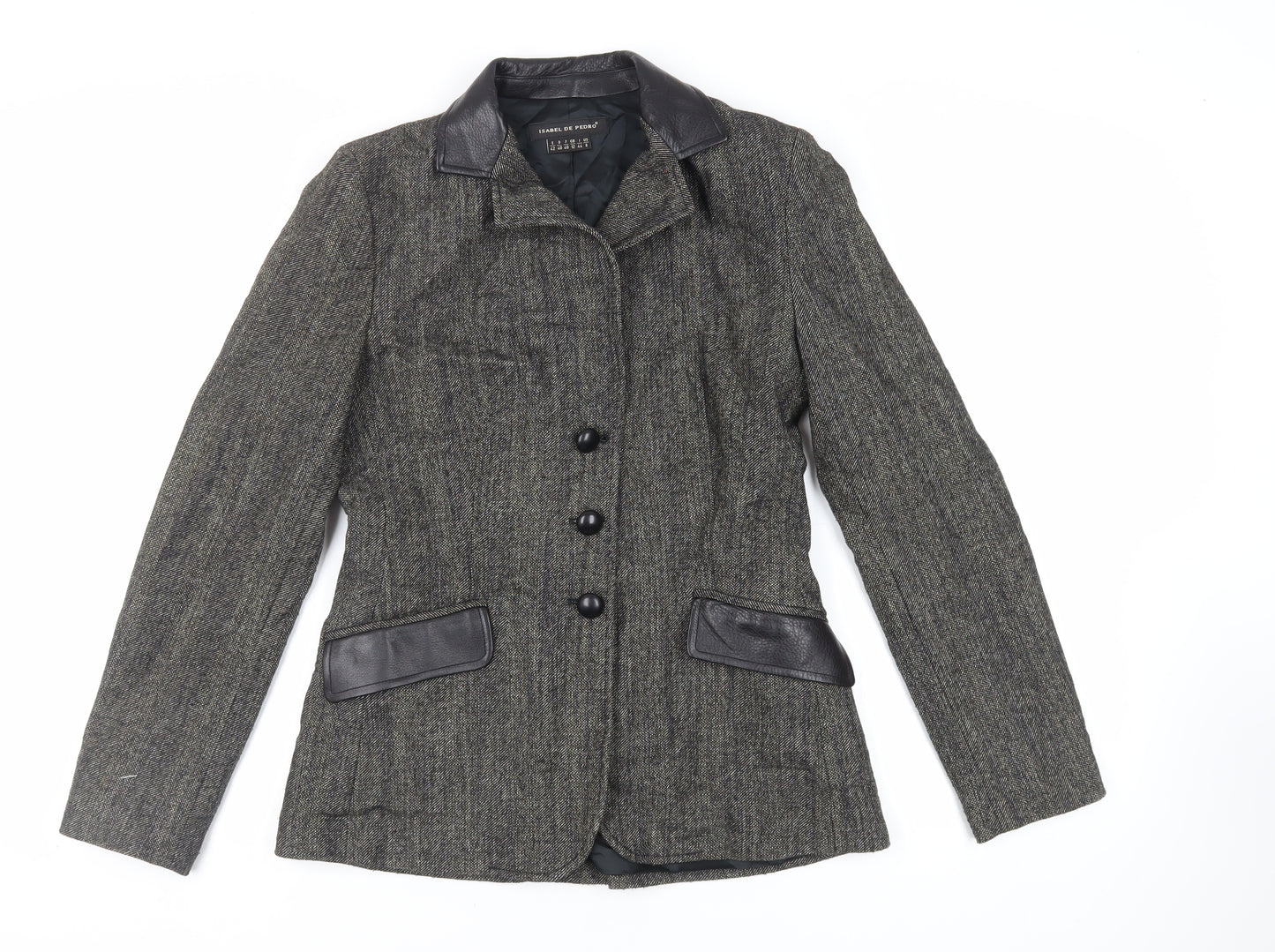 Isabel de Pedro Womens Green Jacket Blazer Size 12 Button