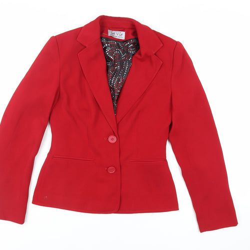 La Vie Womens Red Jacket Blazer Size 8 Button