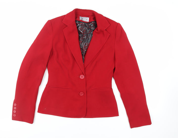 La Vie Womens Red Jacket Blazer Size 8 Button